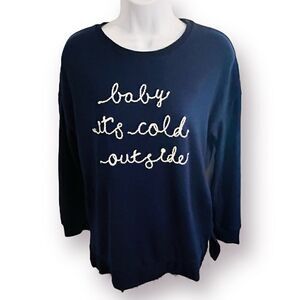Secret Treasures Baby It’s Cold Outside Soft Long Sleeve Top Navy Blue S